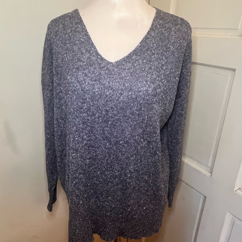 Heathered Blue V Neck Sweater